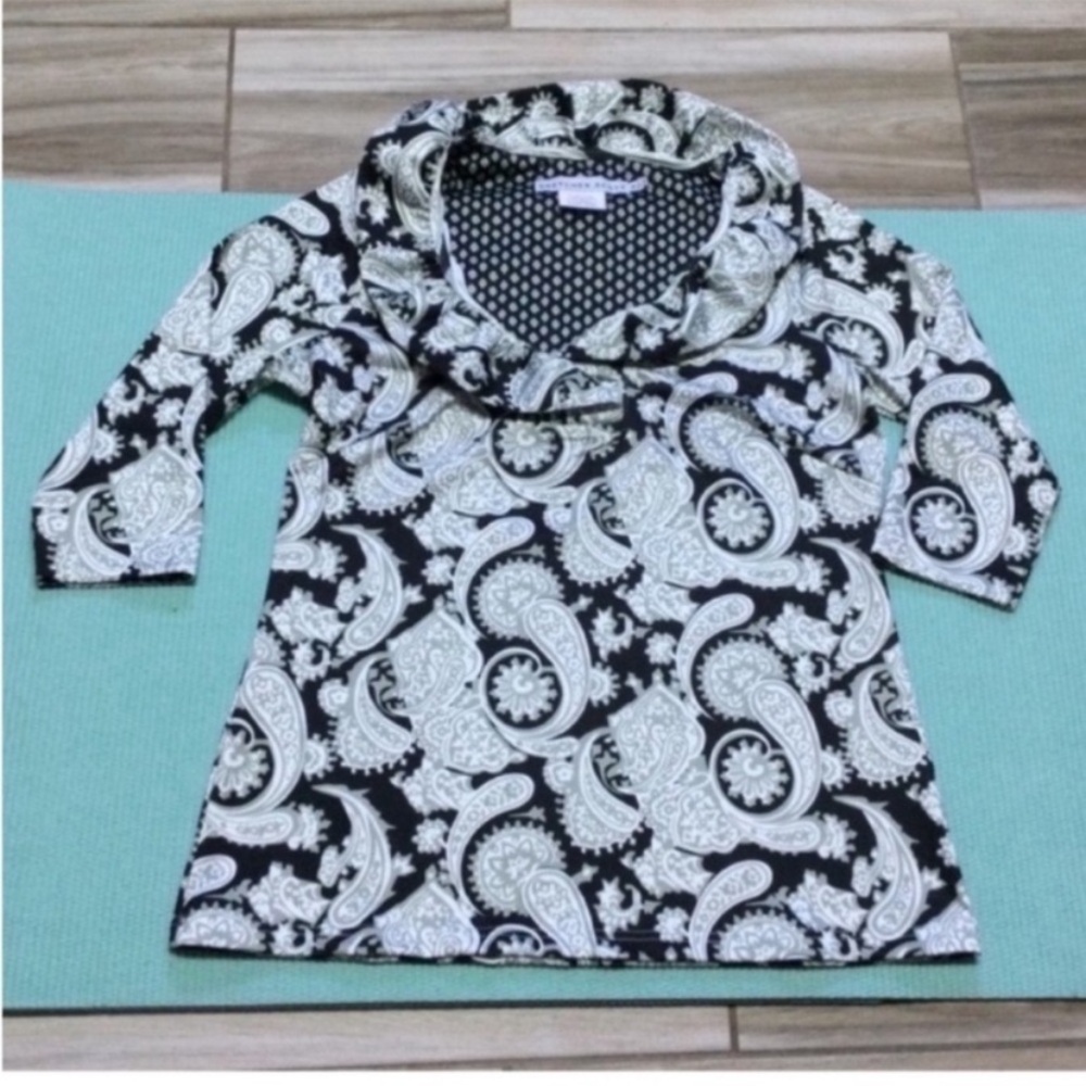 Gretchen Scott Ruffle Neck Top